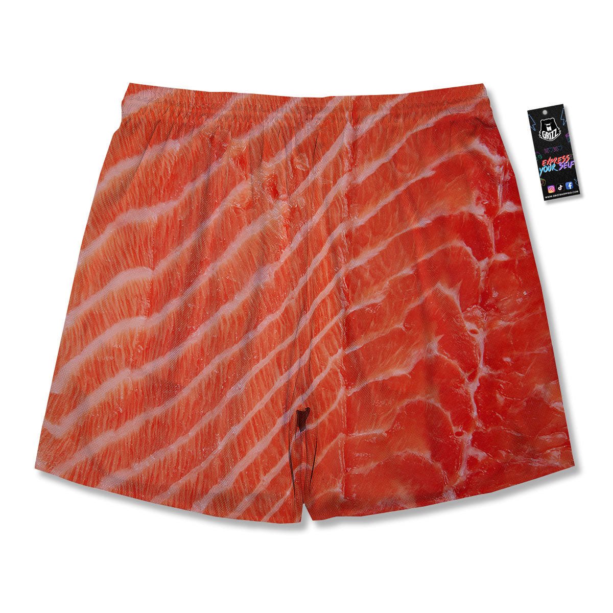 Texture Salmon Print Men's Running Shorts-grizzshop
