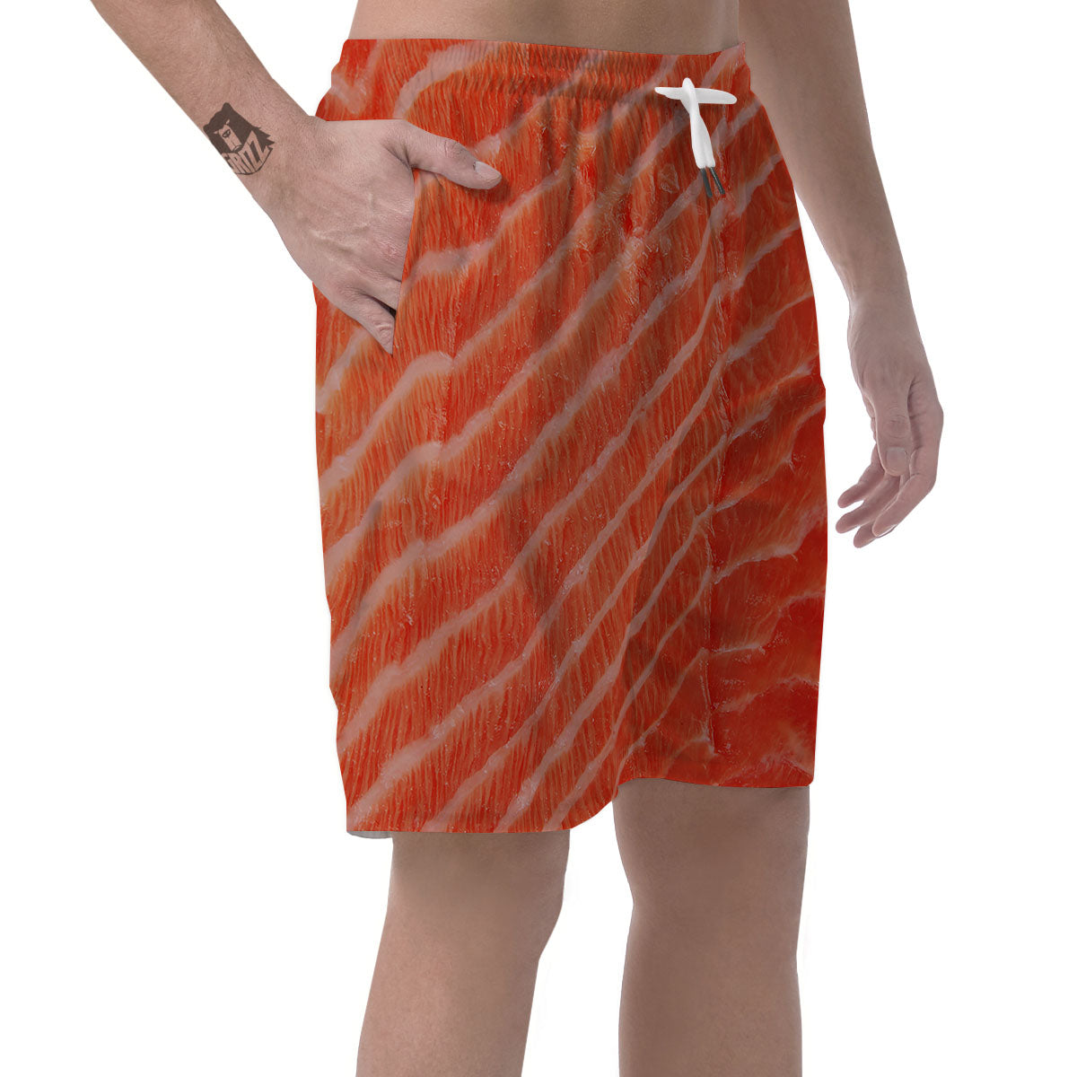 Texture Salmon Print Men's Shorts-grizzshop