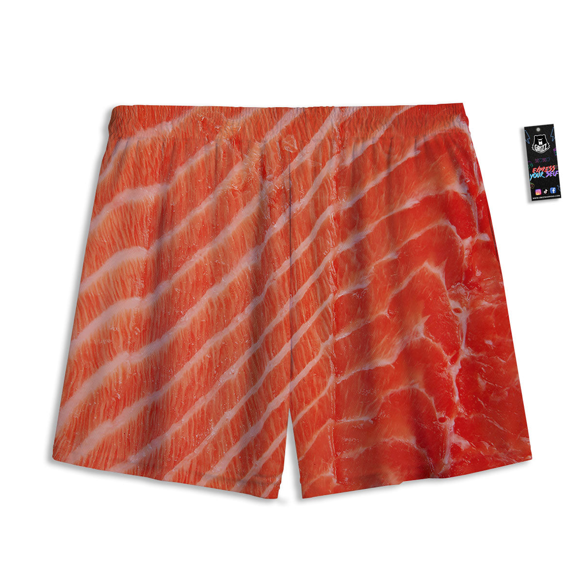 Texture Salmon Print Mesh Shorts