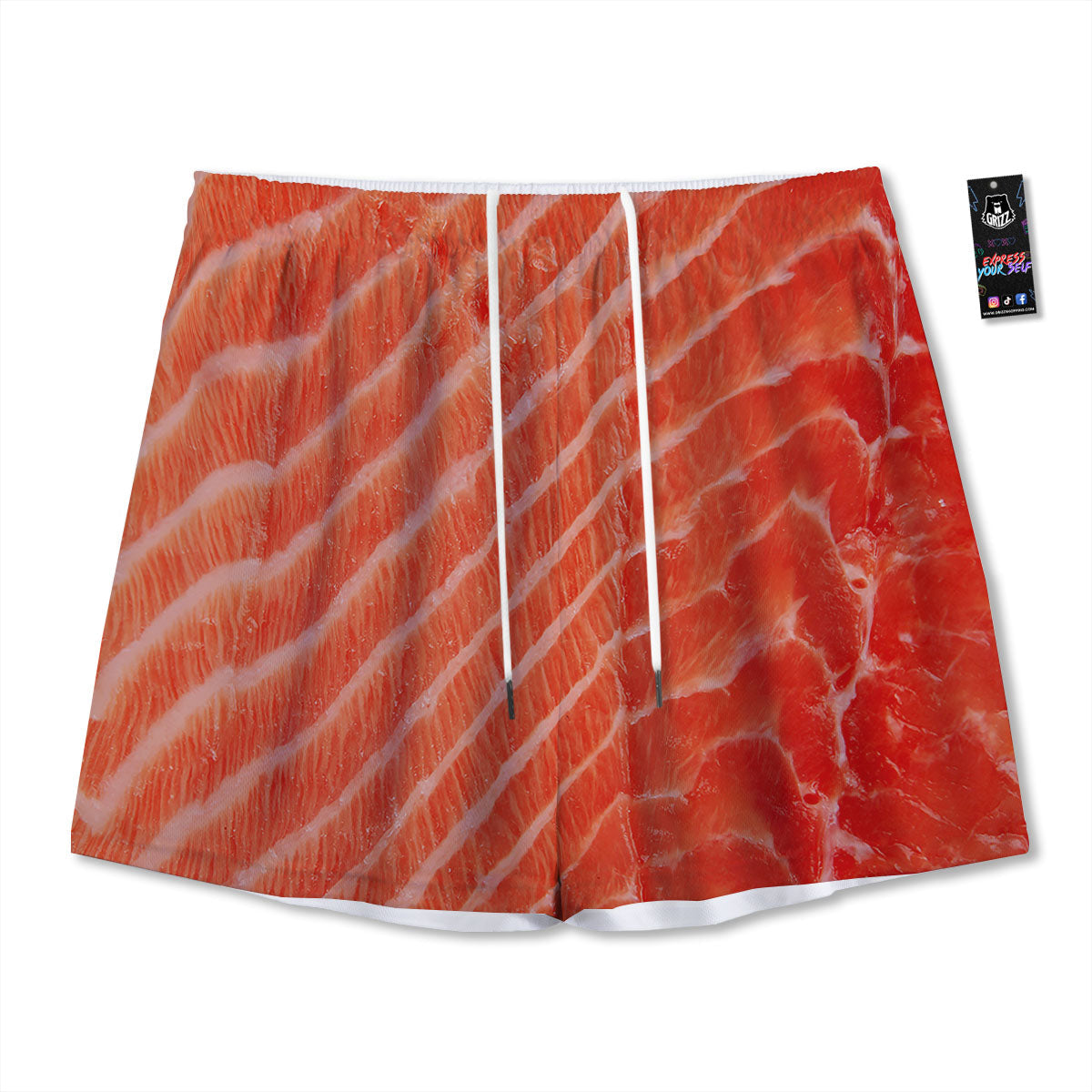 Texture Salmon Print Mesh Shorts