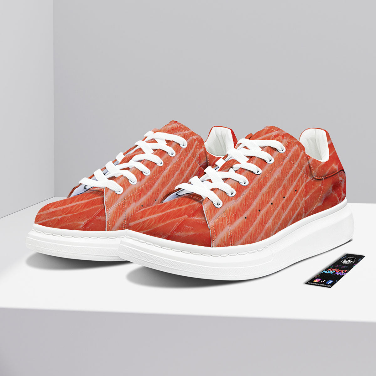Texture Salmon Print Platform Shoes-grizzshop