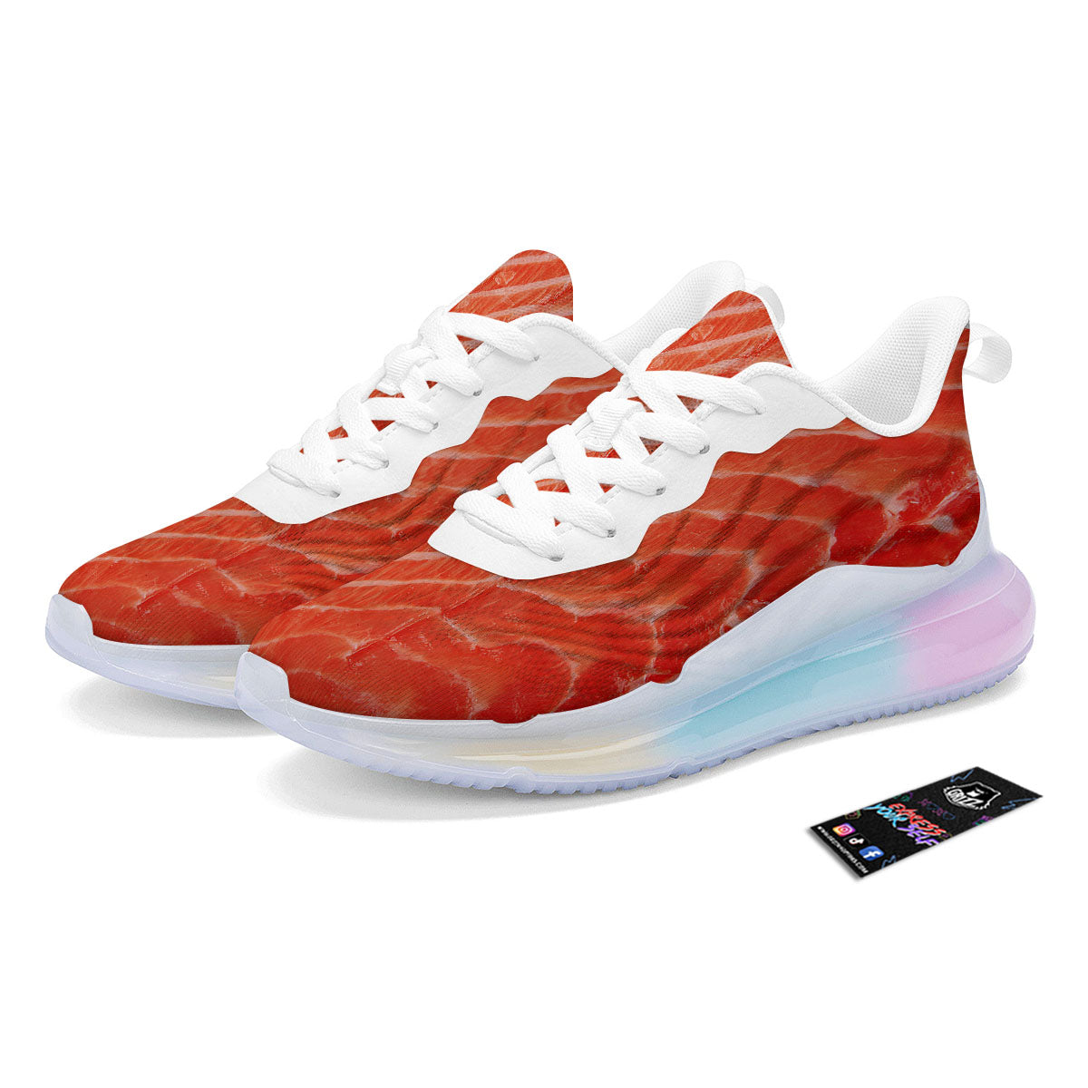 Texture Salmon Print Running Sneakers-grizzshop
