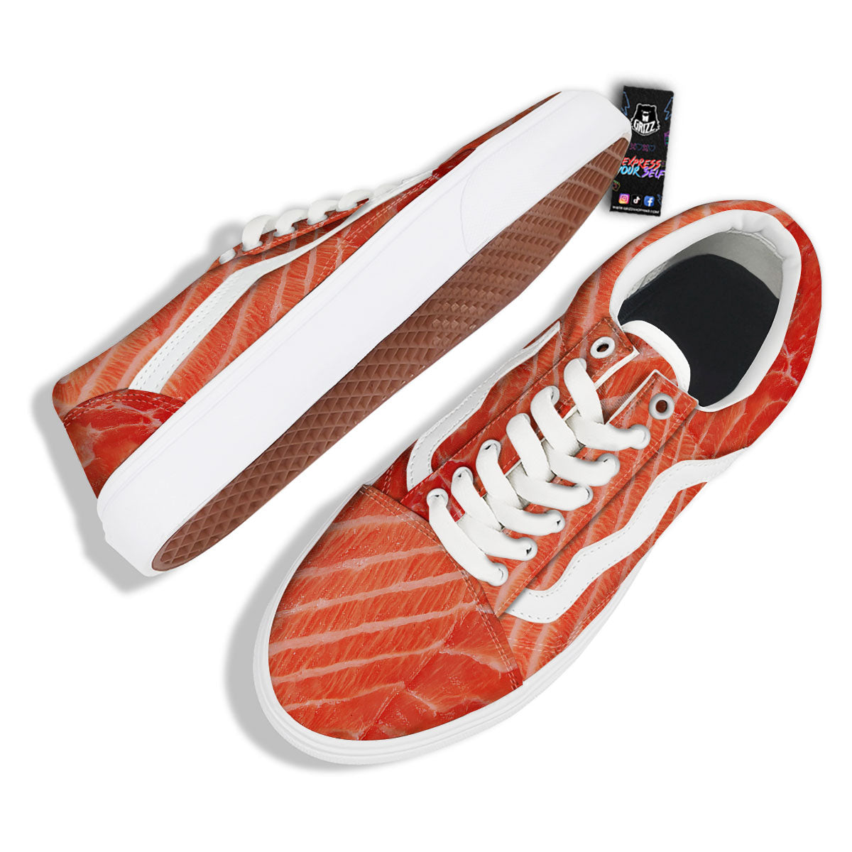 Texture Salmon Print Skate Shoes-grizzshop