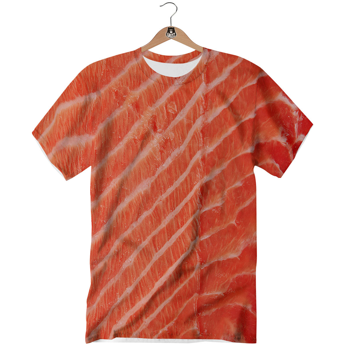 Texture Salmon Print T-Shirt-grizzshop