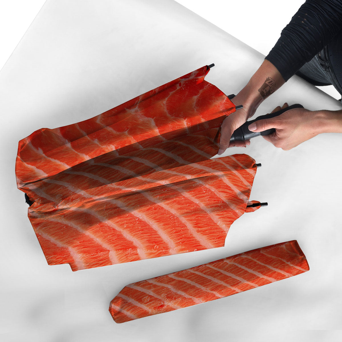 Texture Salmon Print Umbrella-grizzshop
