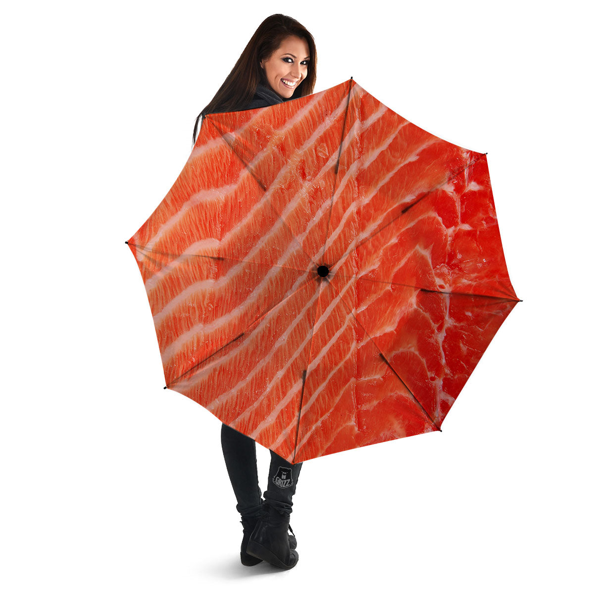 Texture Salmon Print Umbrella-grizzshop