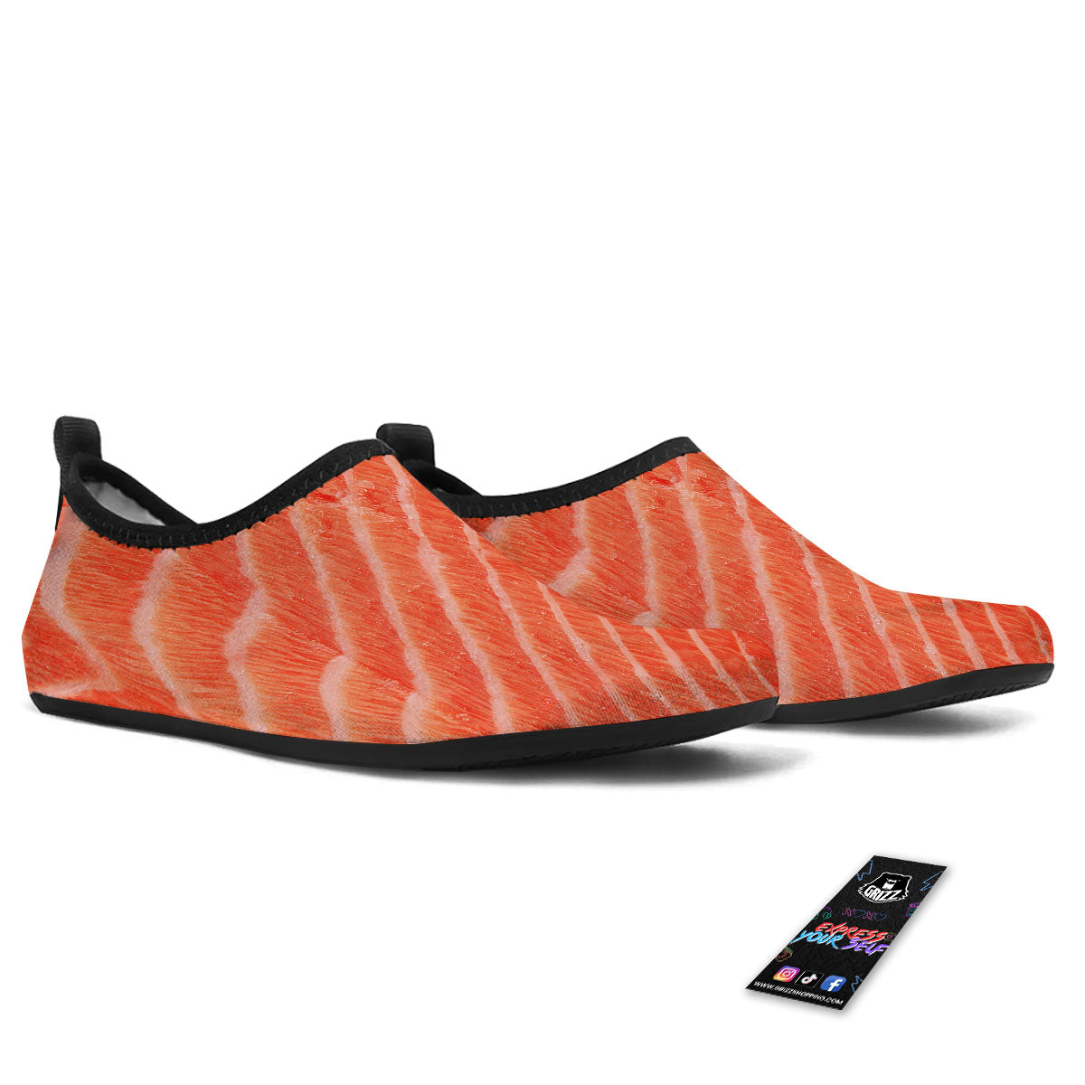 Texture Salmon Print Water Shoes-grizzshop