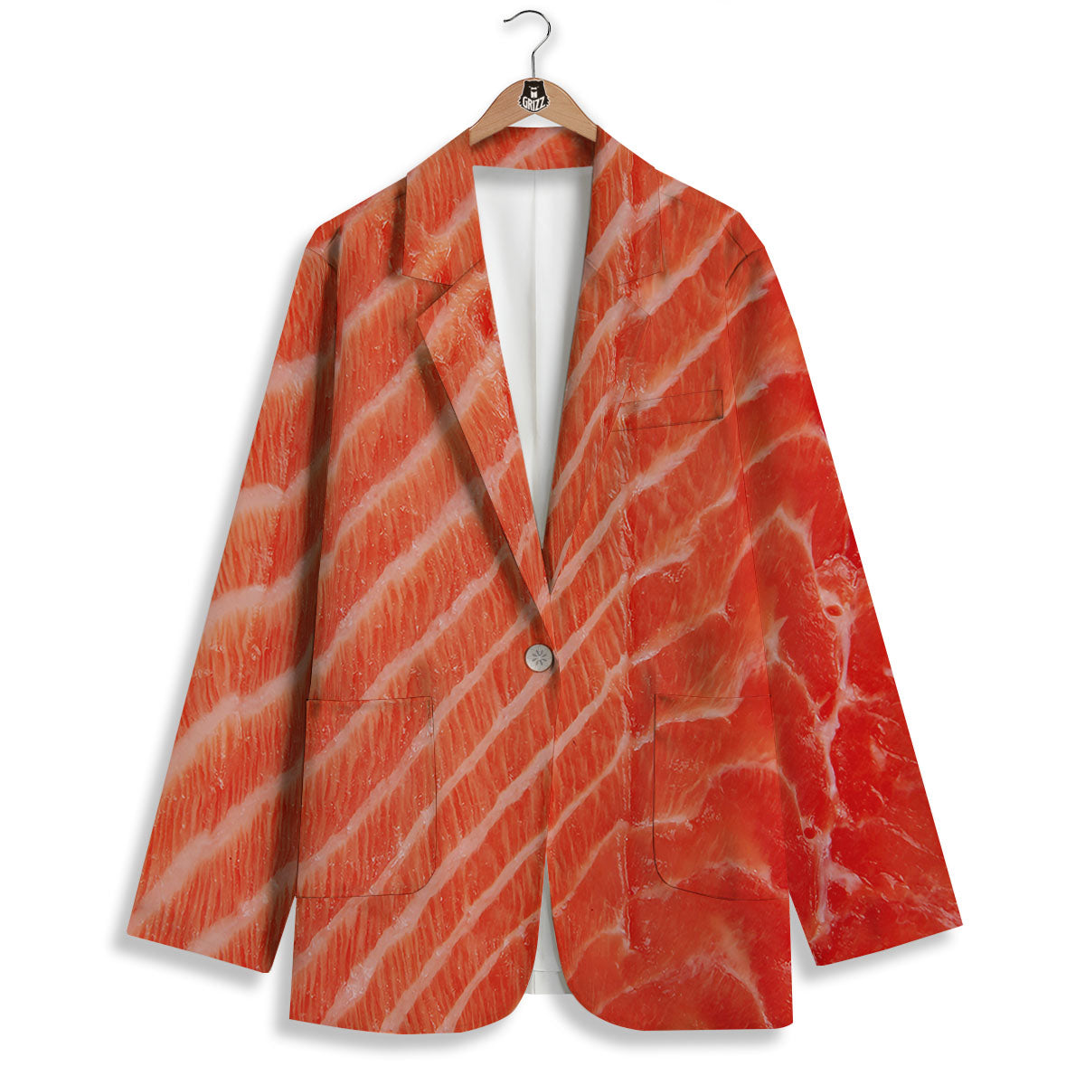 Texture Salmon Print Women's Blazer-grizzshop