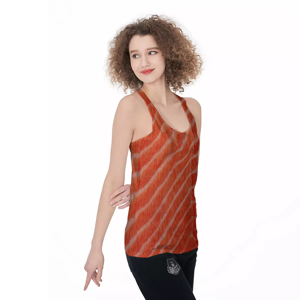 Texture Salmon Print Women's Racerback Tank Top-grizzshop