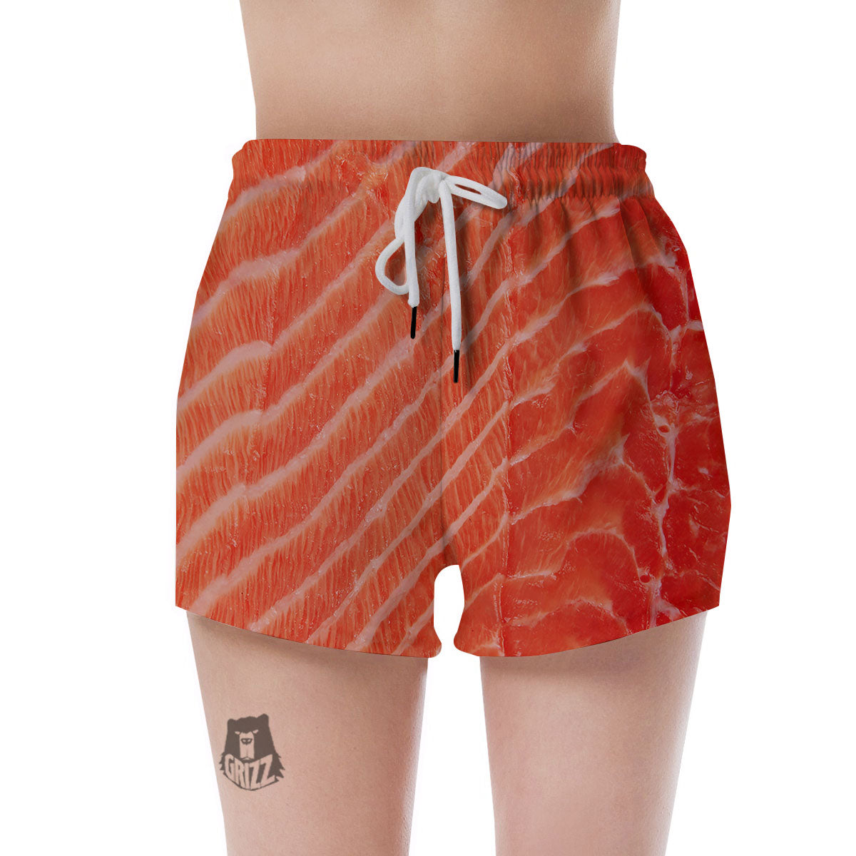 Texture Salmon Print Women's Shorts-grizzshop