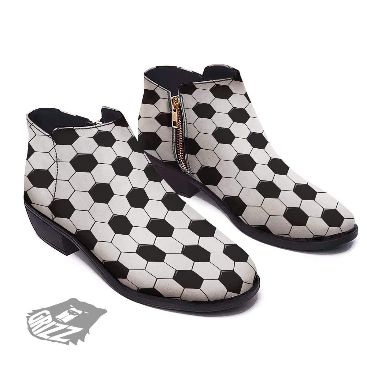 Texture Soccer Ball Print Pattern Ankle Boots-grizzshop
