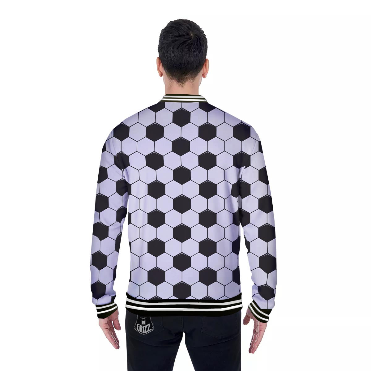 Texture Soccer Ball Print Pattern Baseball Jacket-grizzshop