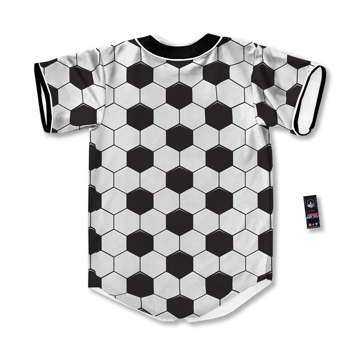 Texture Soccer Ball Print Pattern Baseball Jersey-grizzshop