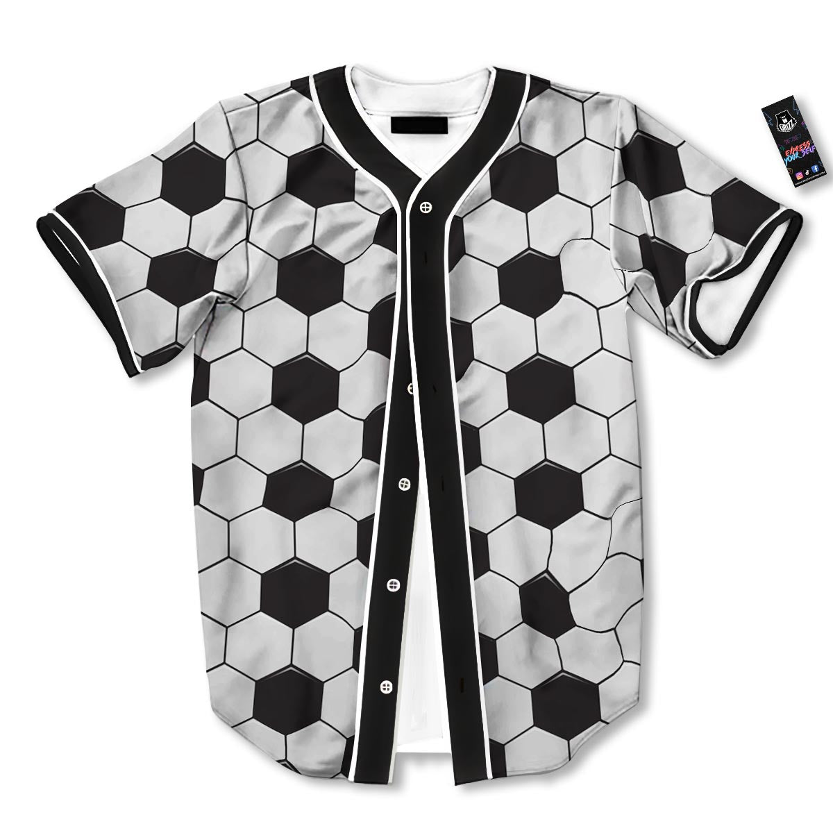 Texture Soccer Ball Print Pattern Baseball Jersey-grizzshop
