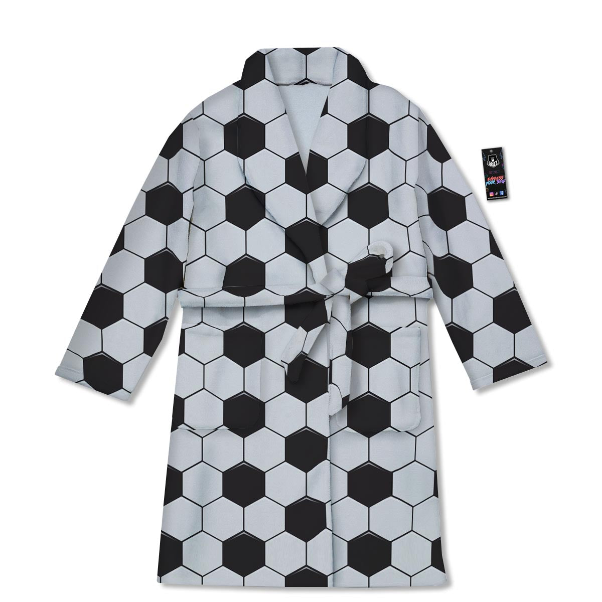 Texture Soccer Ball Print Pattern Bathrobe-grizzshop