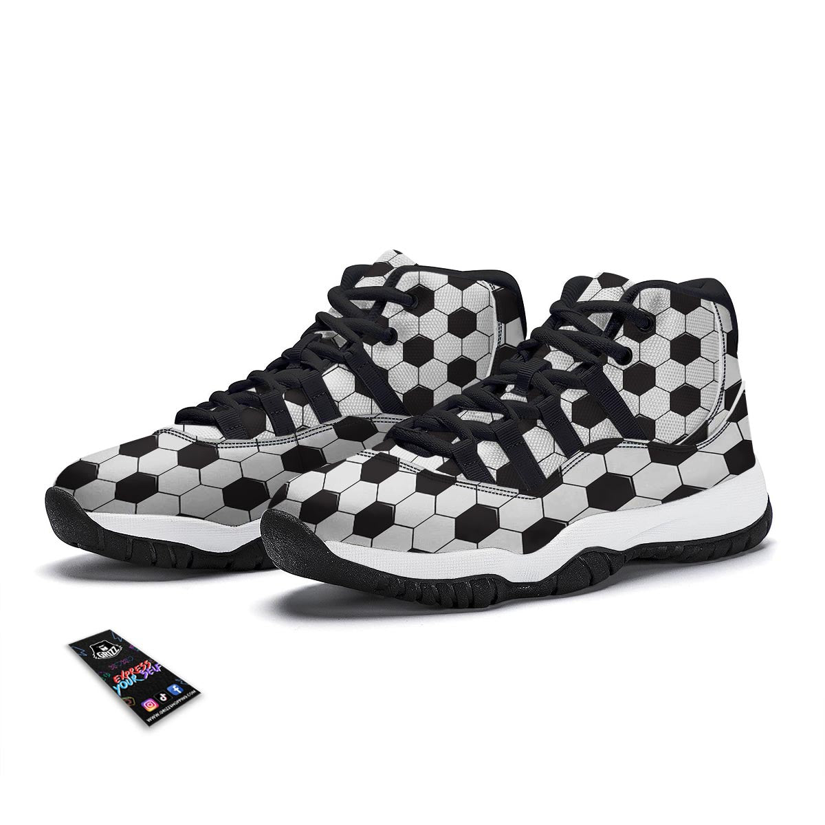 Texture Soccer Ball Print Pattern Black Bball Shoes-grizzshop