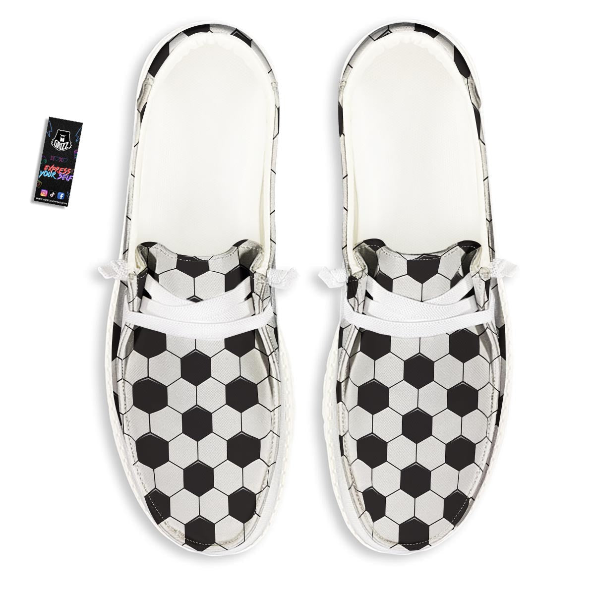 Texture Soccer Ball Print Pattern Black Loafers-grizzshop
