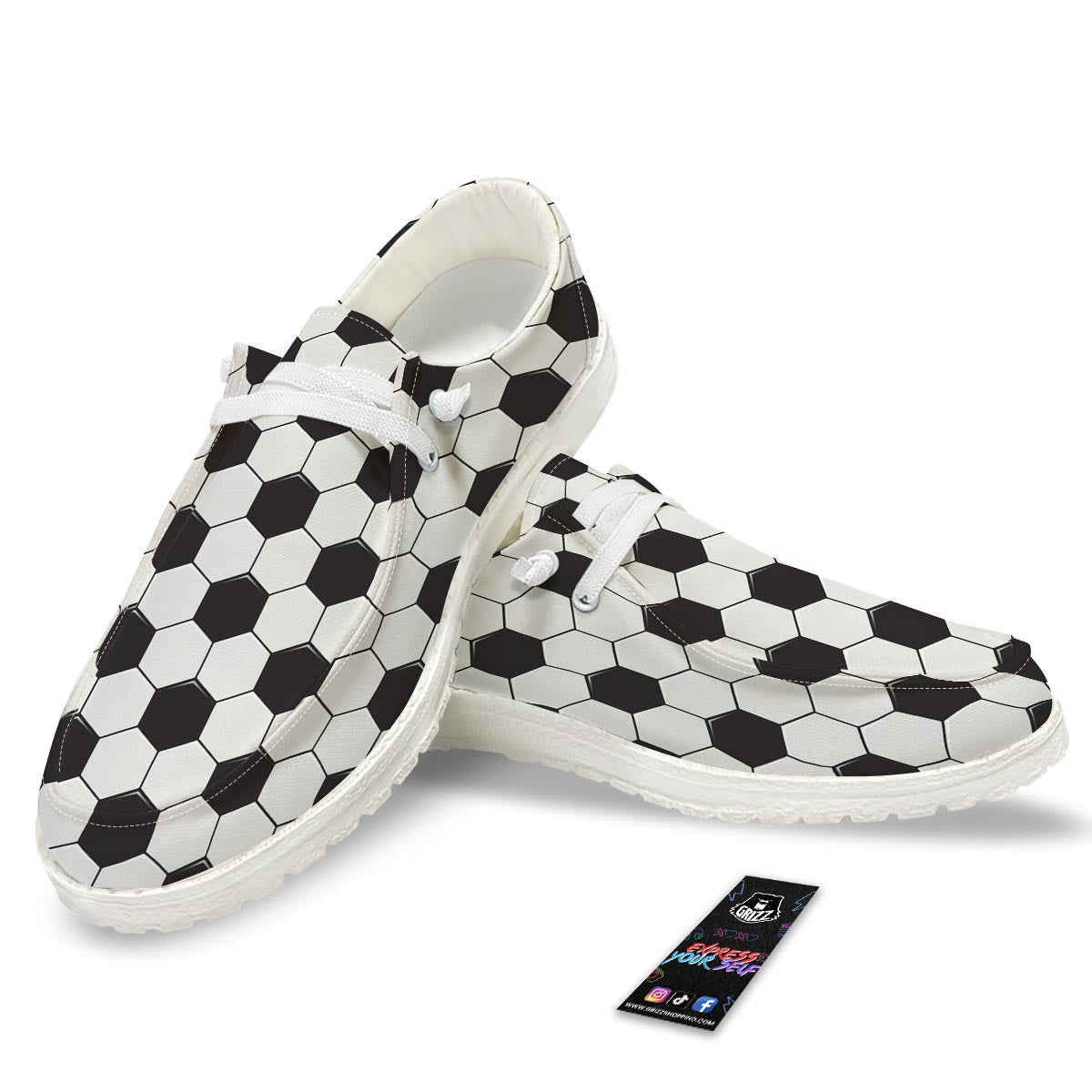 Texture Soccer Ball Print Pattern Black Loafers-grizzshop