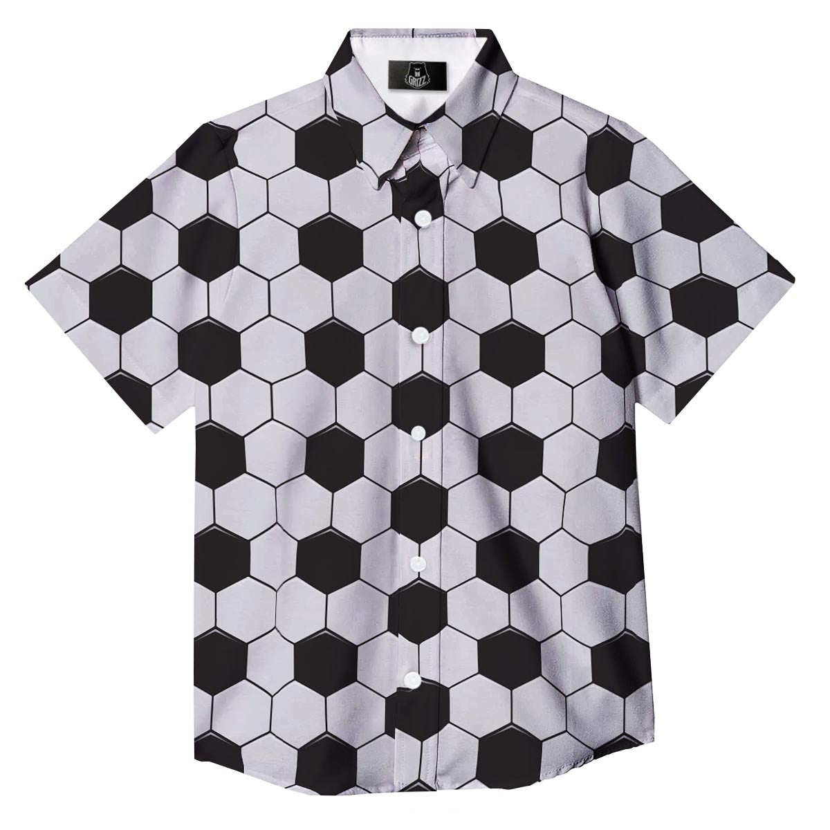 Texture Soccer Ball Print Pattern Button Up Shirt-grizzshop