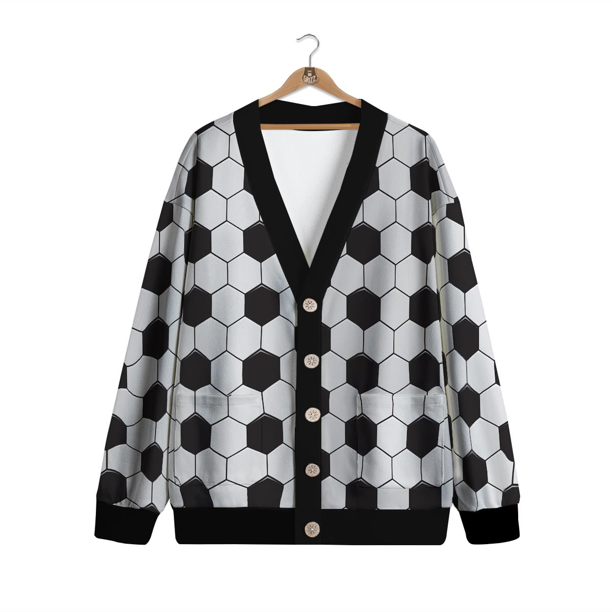 Texture Soccer Ball Print Pattern Cardigan-grizzshop