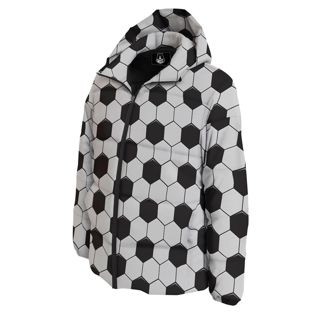 Texture Soccer Ball Print Pattern Down Jacket-grizzshop