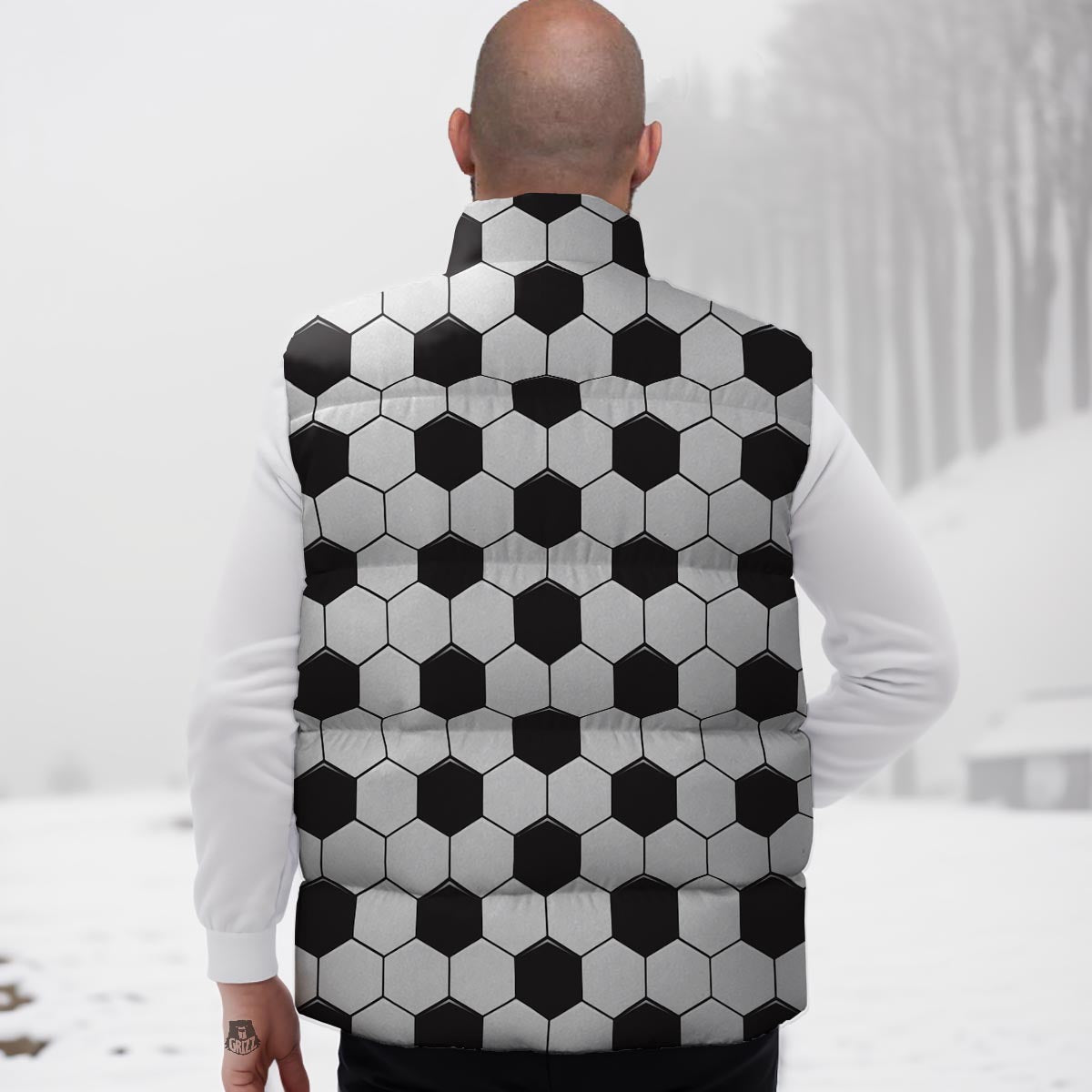 Texture Soccer Ball Print Pattern Down Vest
