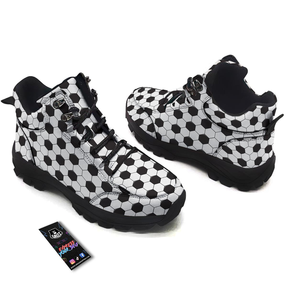Texture Soccer Ball Print Pattern Hiking Shoes-grizzshop