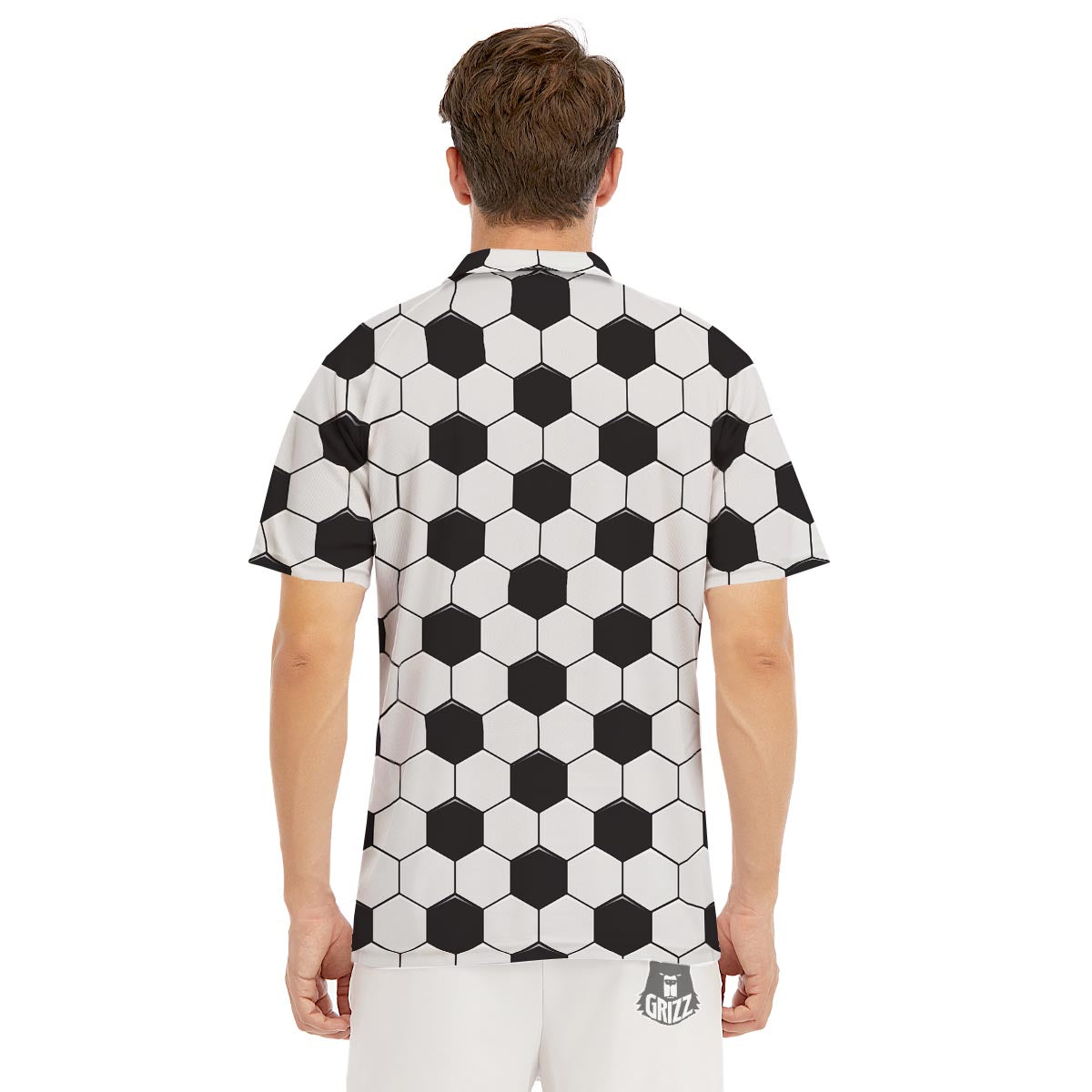 Texture Soccer Ball Print Pattern Men's Golf Shirts-grizzshop