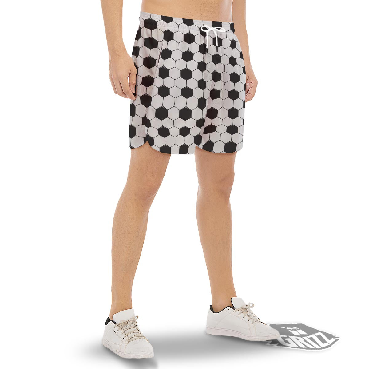 Texture Soccer Ball Print Pattern Men's Gym Shorts-grizzshop