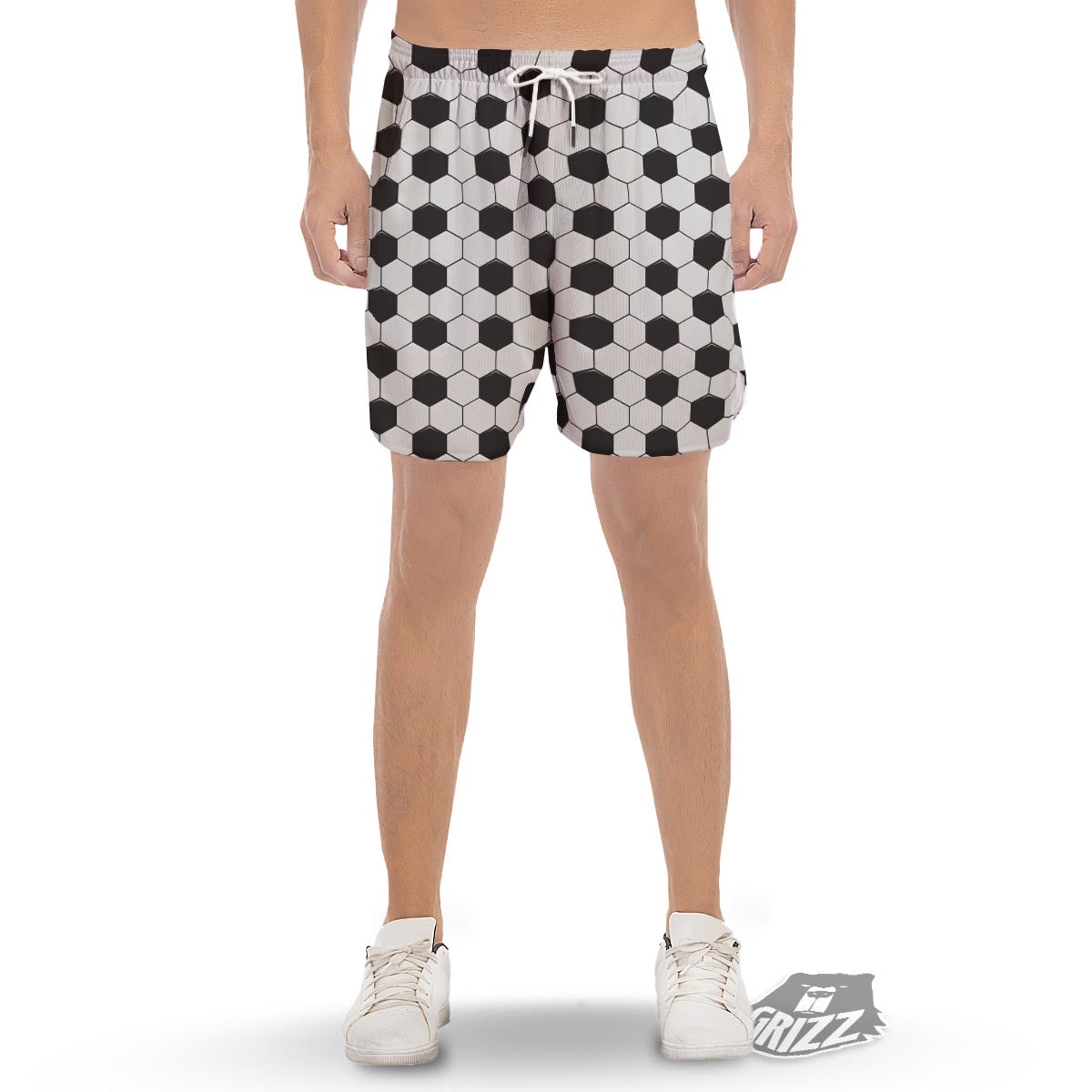 Texture Soccer Ball Print Pattern Men's Gym Shorts-grizzshop