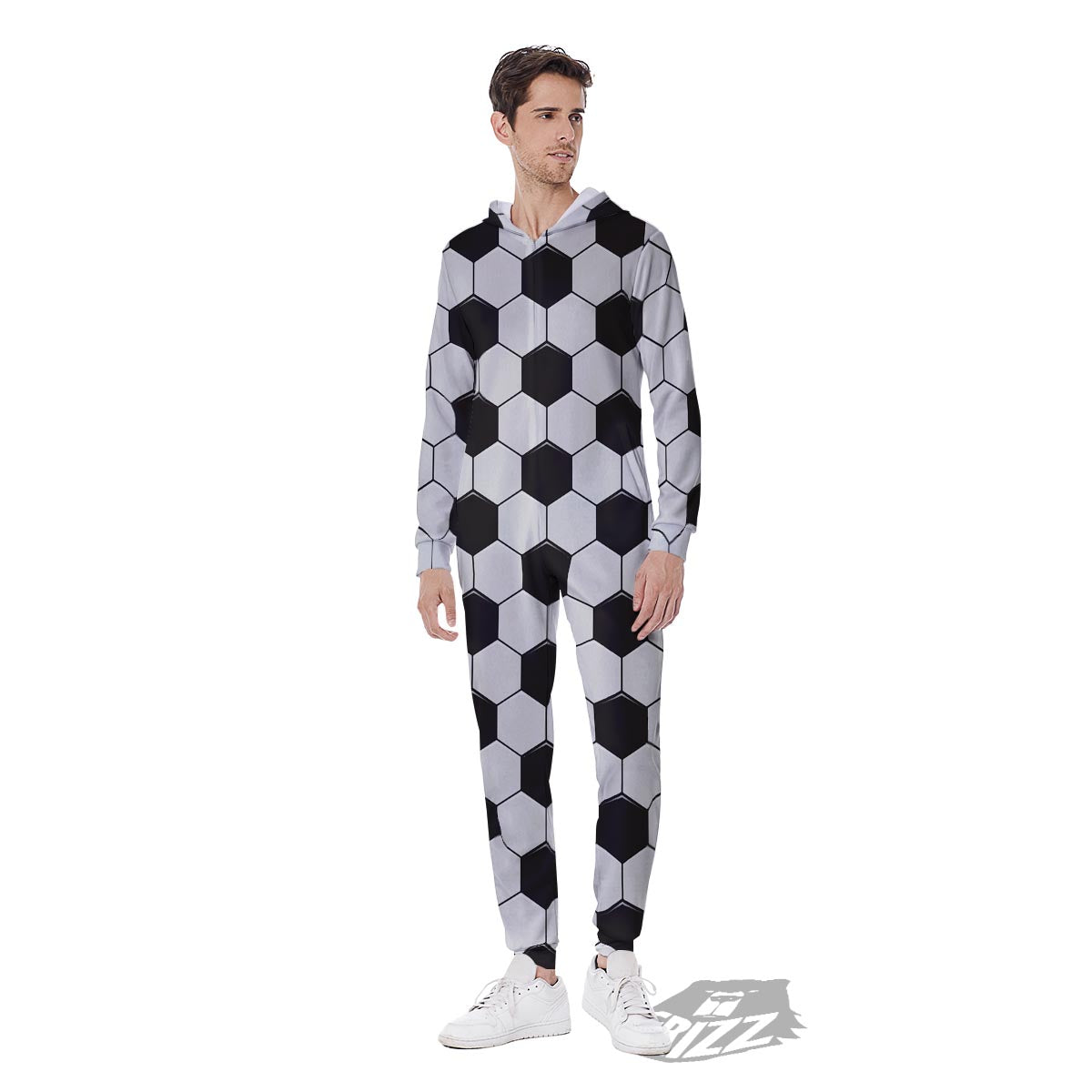 Texture Soccer Ball Print Pattern Men's Jumpsuit-grizzshop