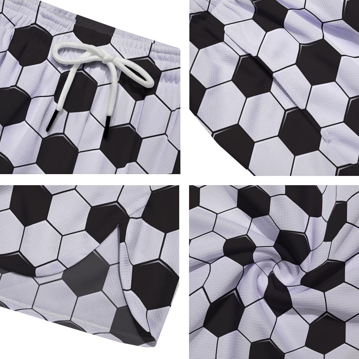 Texture Soccer Ball Print Pattern Men's Running Shorts-grizzshop