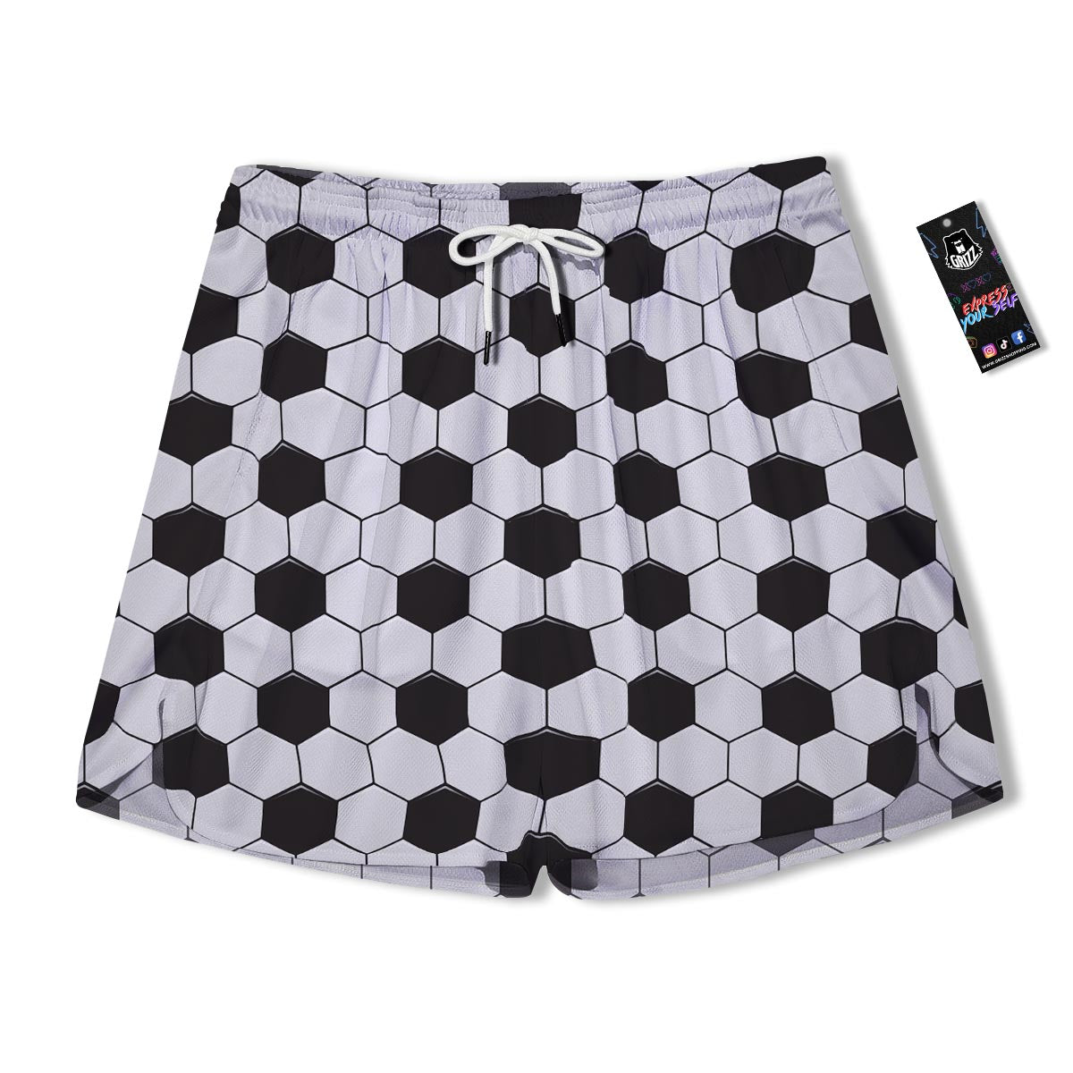 Texture Soccer Ball Print Pattern Men's Running Shorts-grizzshop