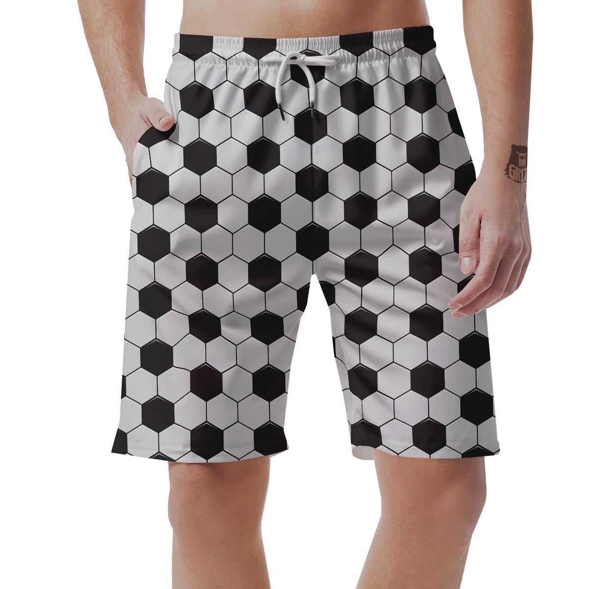 Texture Soccer Ball Print Pattern Men's Shorts-grizzshop