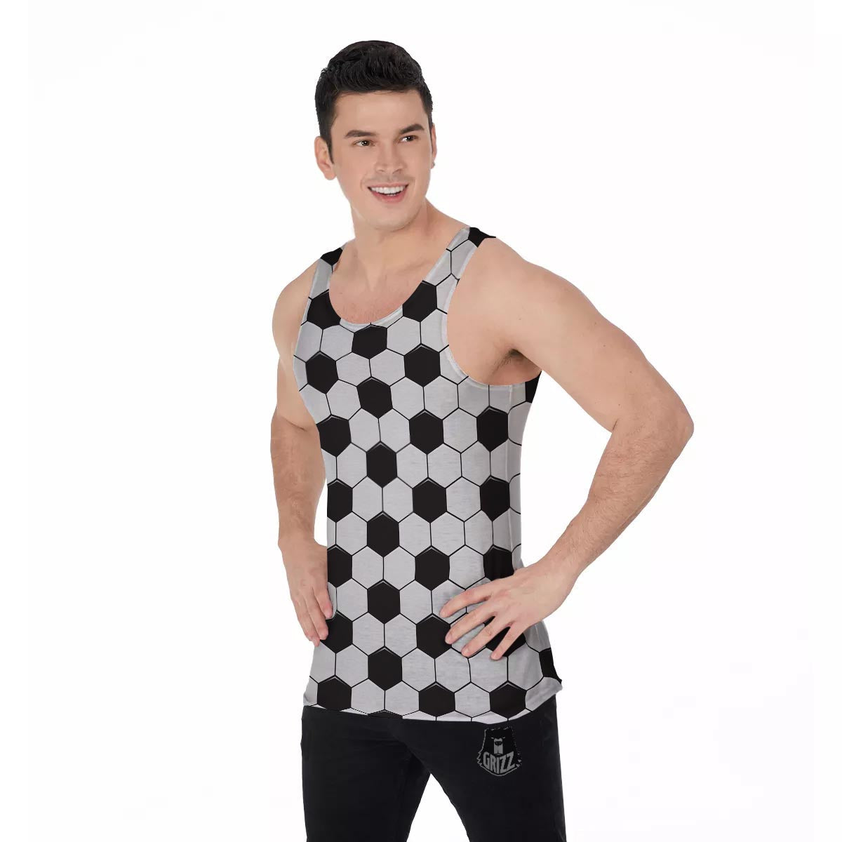 Texture Soccer Ball Print Pattern Men's Tank Top-grizzshop
