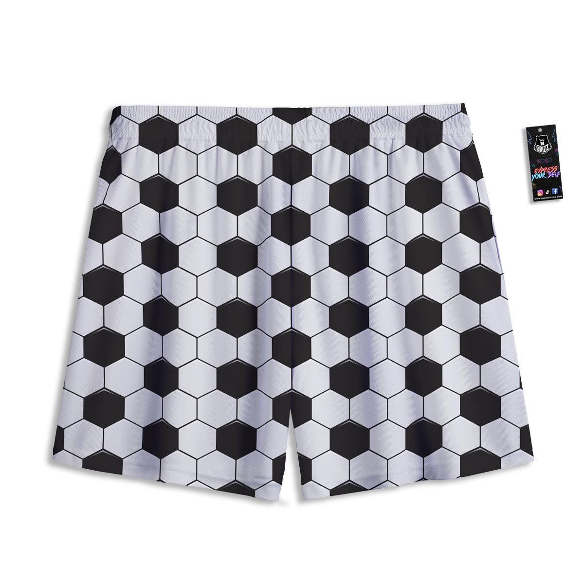 Texture Soccer Ball Print Pattern Mesh Shorts