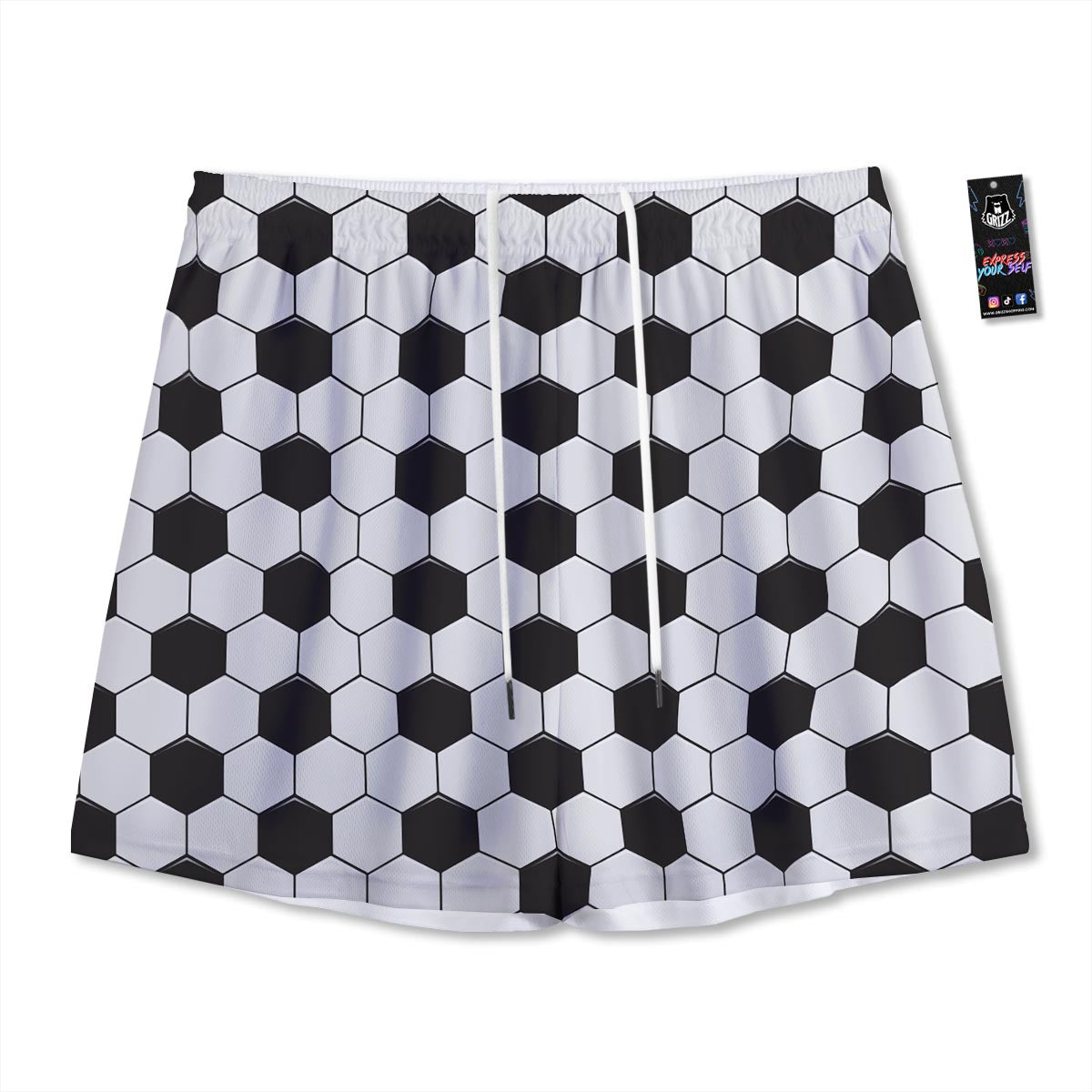 Texture Soccer Ball Print Pattern Mesh Shorts