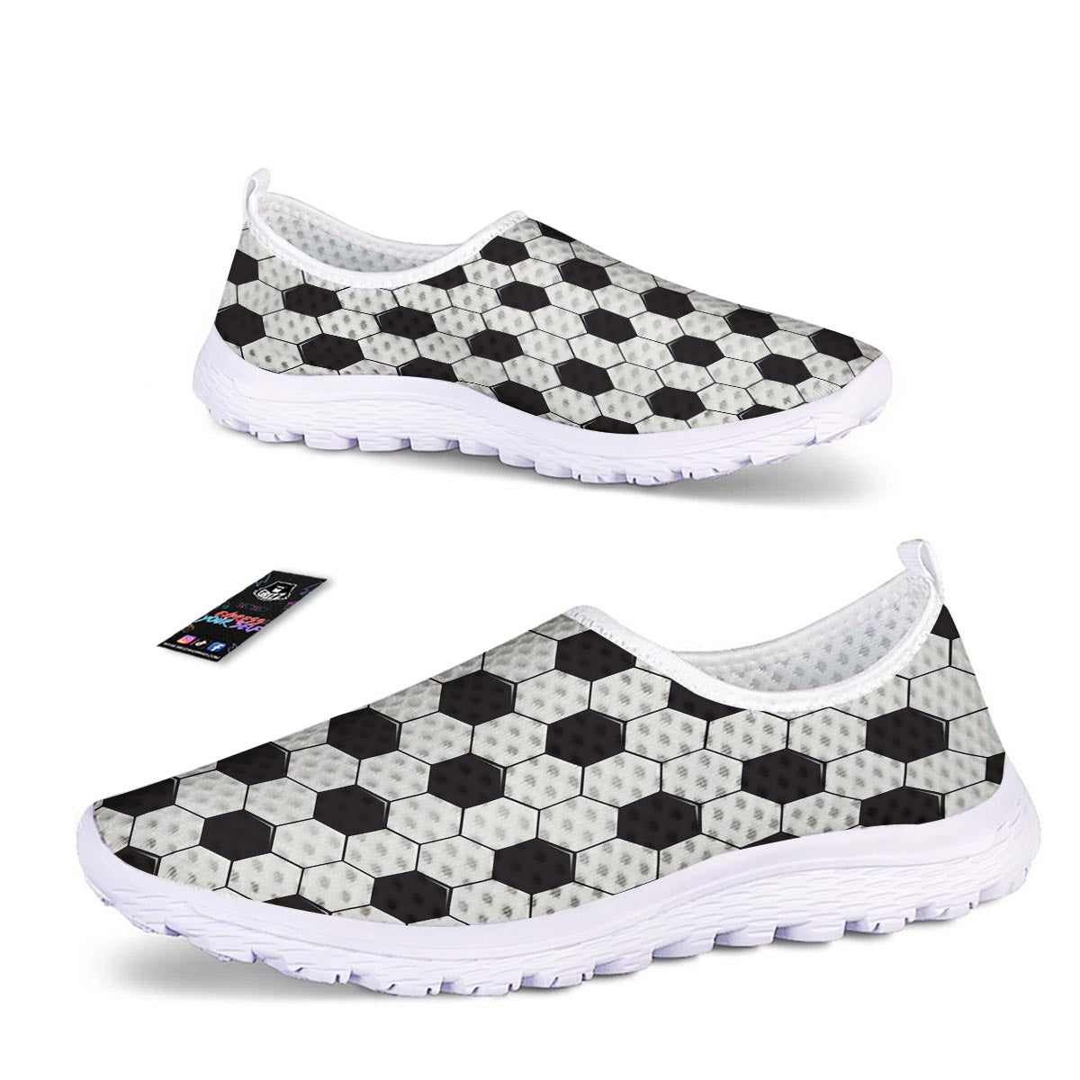 Texture Soccer Ball Print Pattern Nurse Shoes-grizzshop