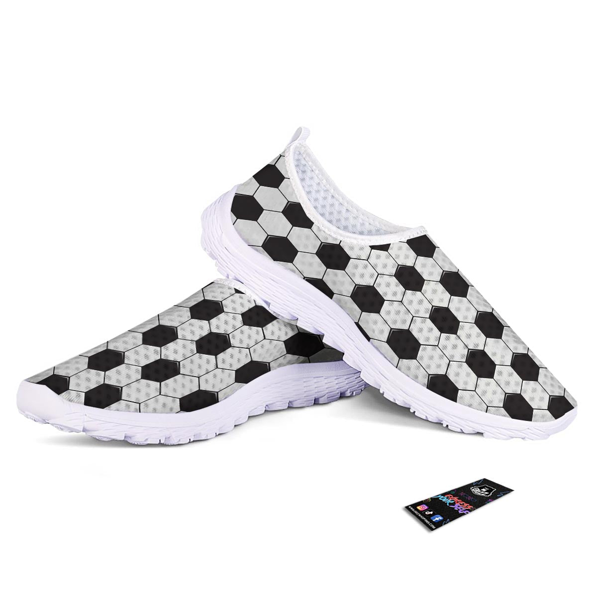 Texture Soccer Ball Print Pattern Nurse Shoes-grizzshop