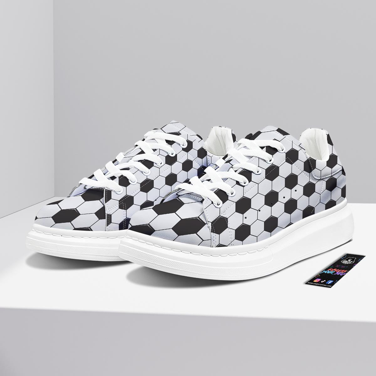 Texture Soccer Ball Print Pattern Platform Shoes-grizzshop