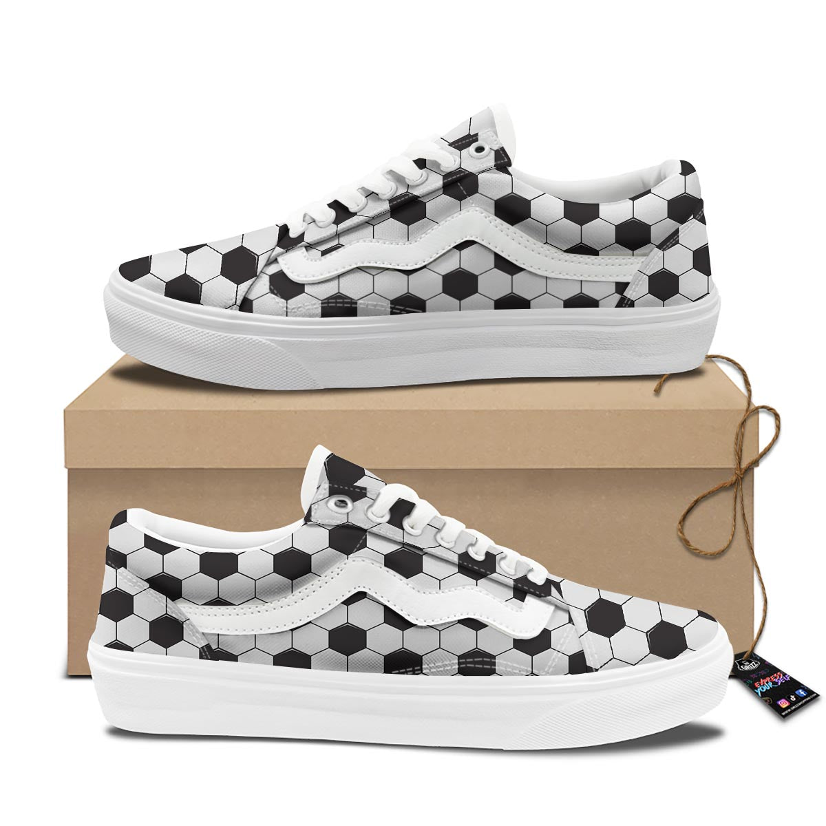Texture Soccer Ball Print Pattern Skate Shoes-grizzshop