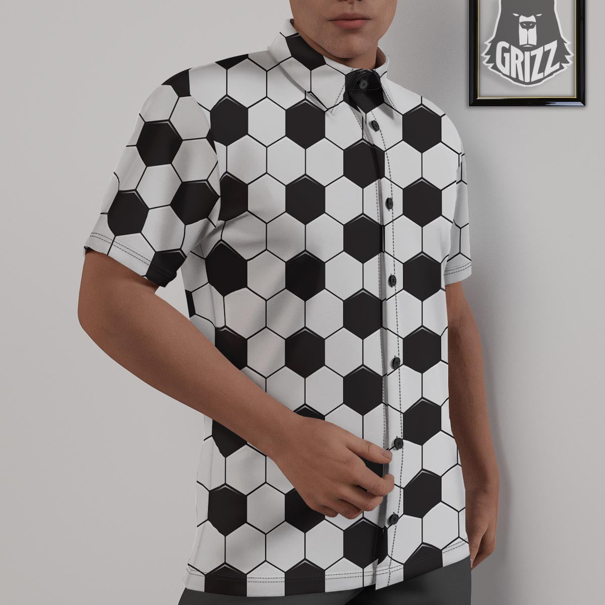 Texture Soccer Ball Print Pattern Untucked Shirts-grizzshop