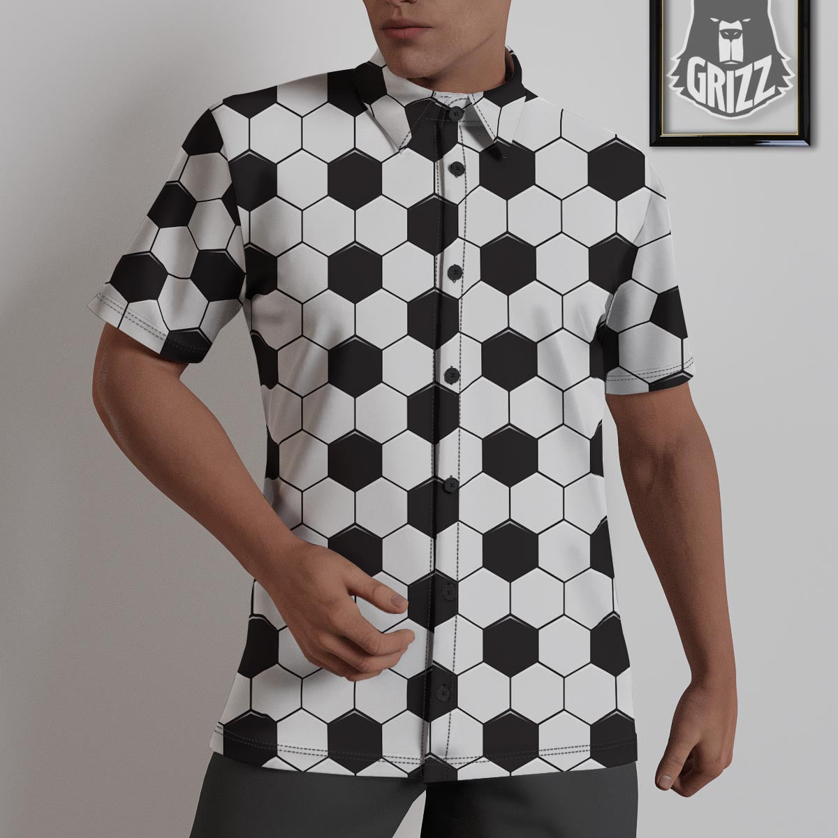 Texture Soccer Ball Print Pattern Untucked Shirts-grizzshop