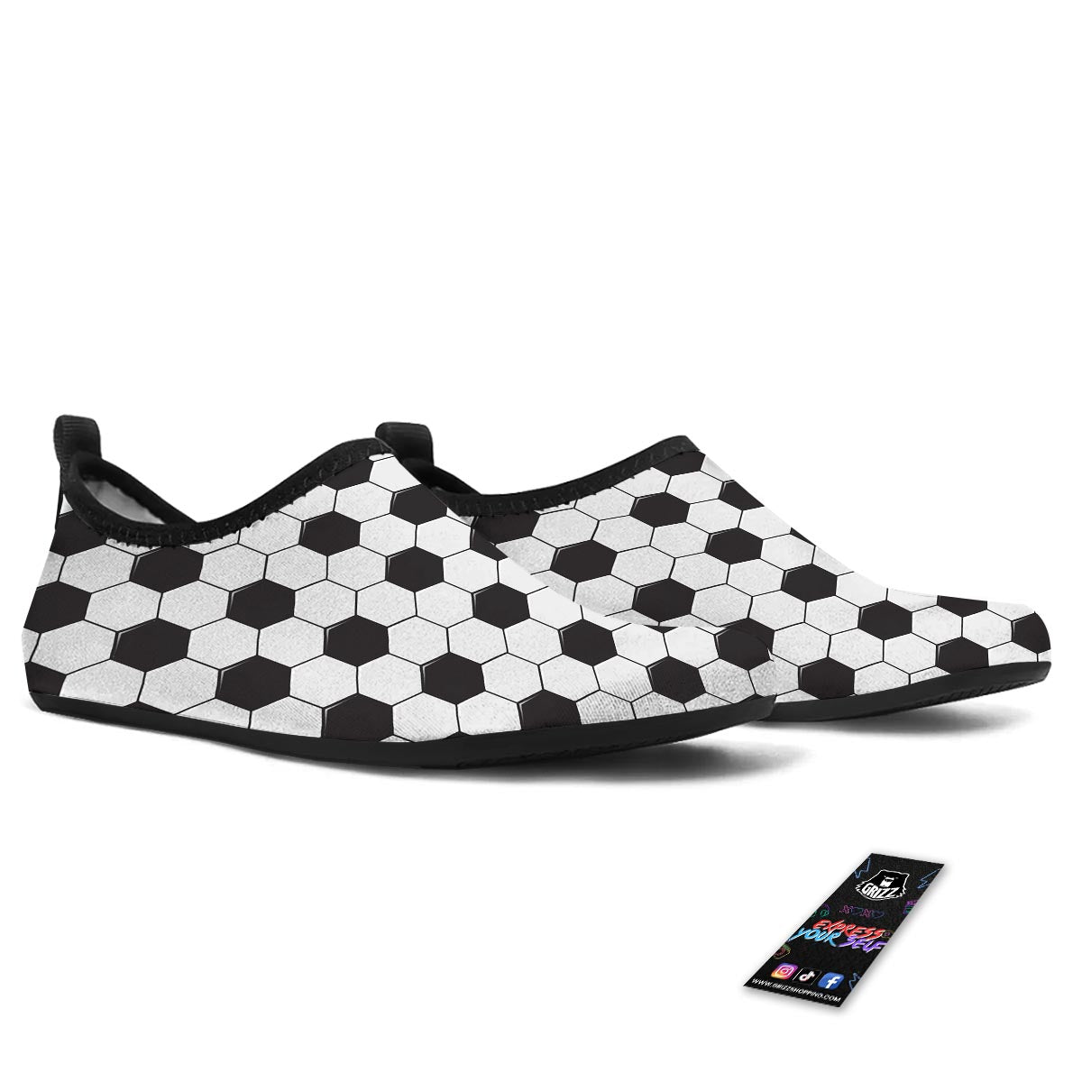 Texture Soccer Ball Print Pattern Water Shoes-grizzshop