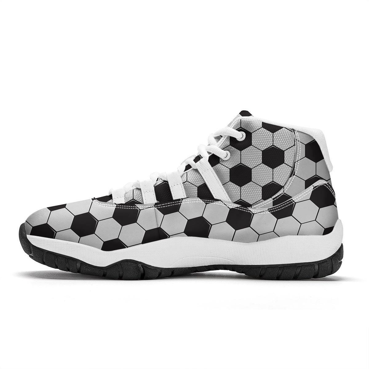 Texture Soccer Ball Print Pattern White Bball Shoes-grizzshop