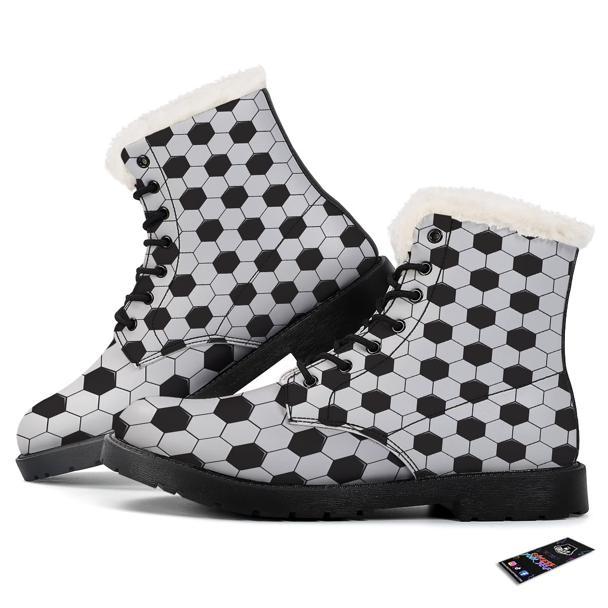 Texture Soccer Ball Print Pattern Winter Boots-grizzshop