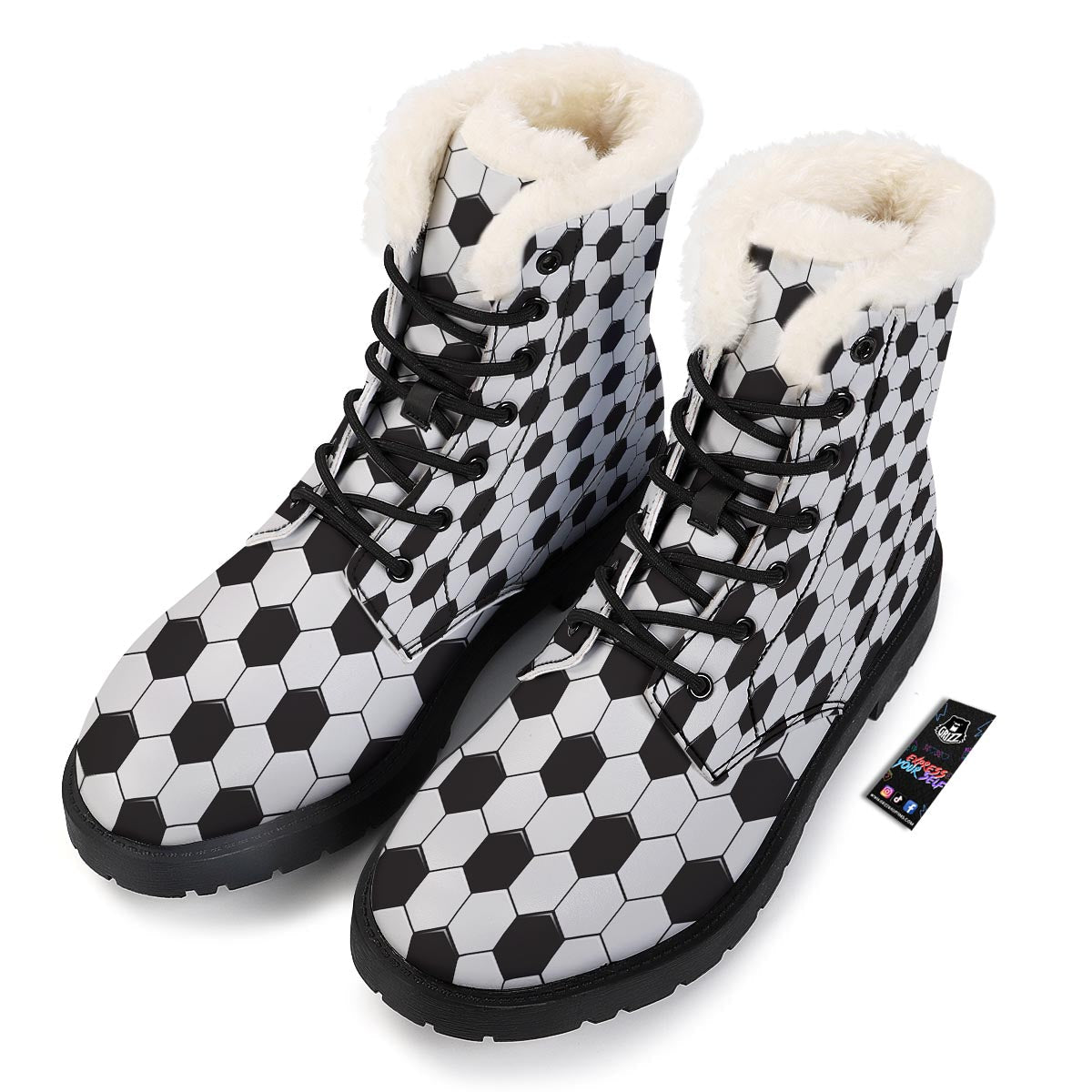 Texture Soccer Ball Print Pattern Winter Boots-grizzshop