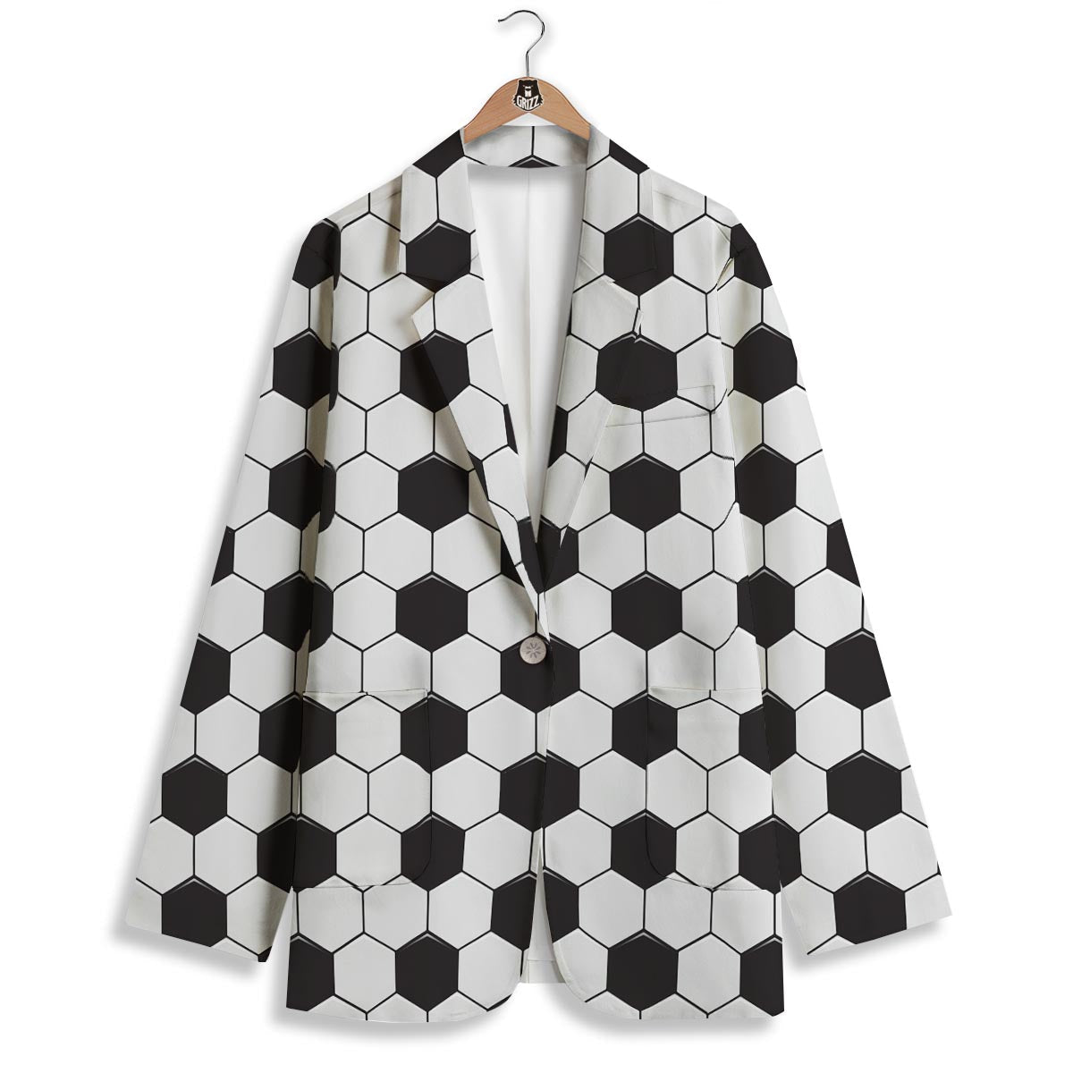 Texture Soccer Ball Print Pattern Women's Blazer-grizzshop