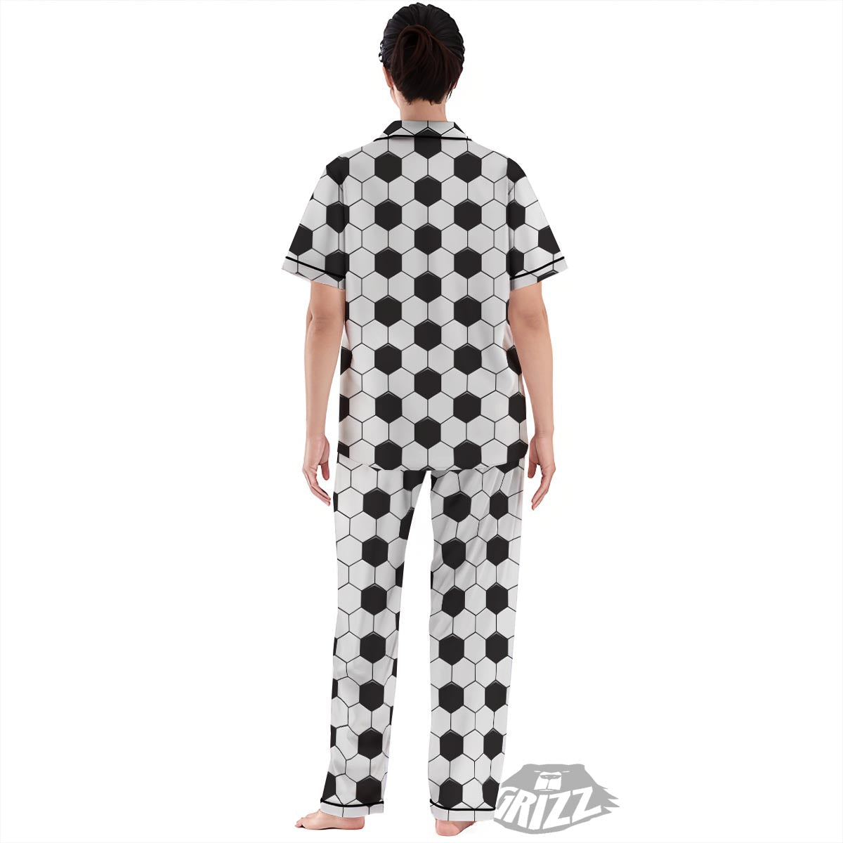 Texture Soccer Ball Print Pattern Women's Pajamas Set-grizzshop