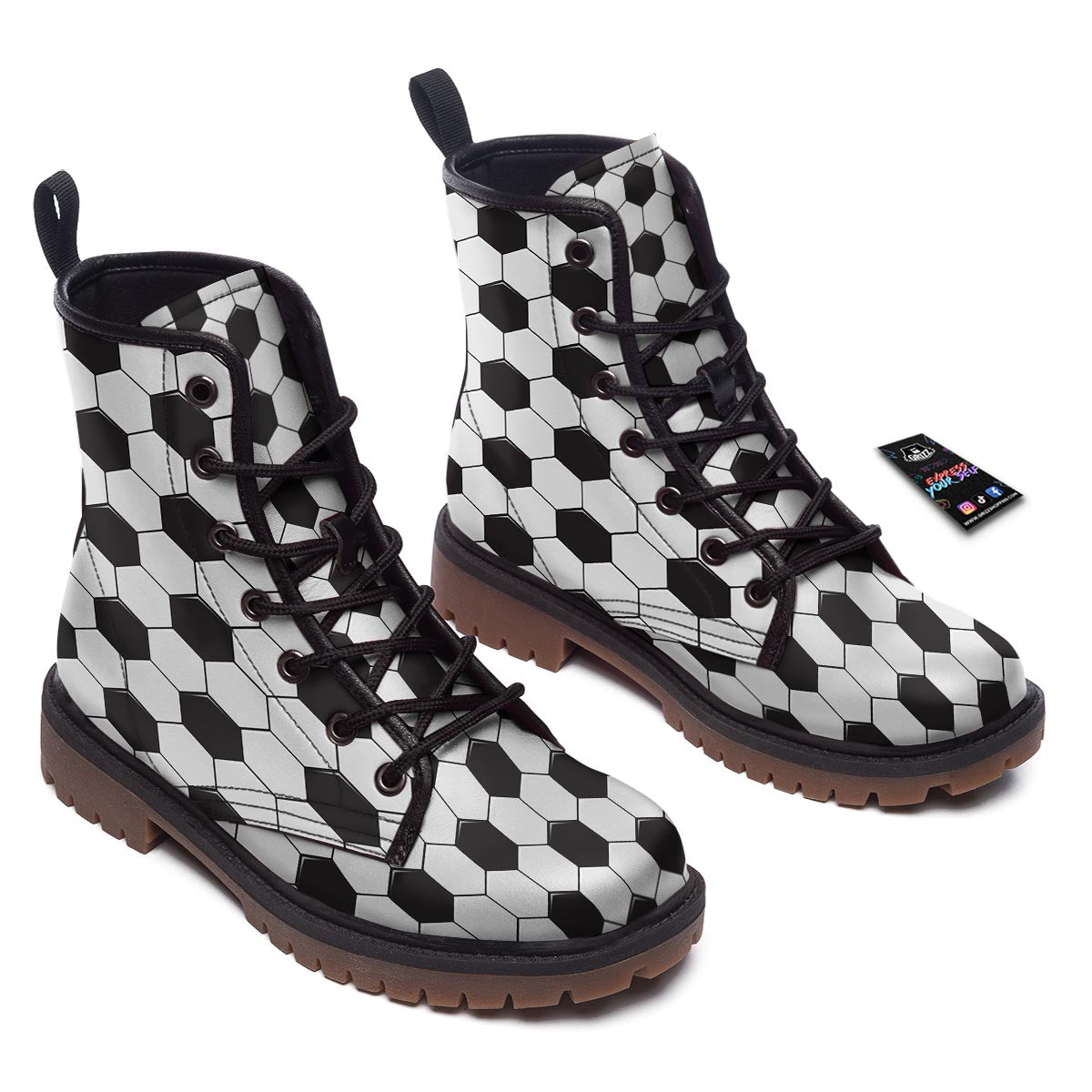 Texture Soccer Ball Print Pattern Work Boots-grizzshop